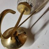 Paire d'applique ancienne en métal doré et verre