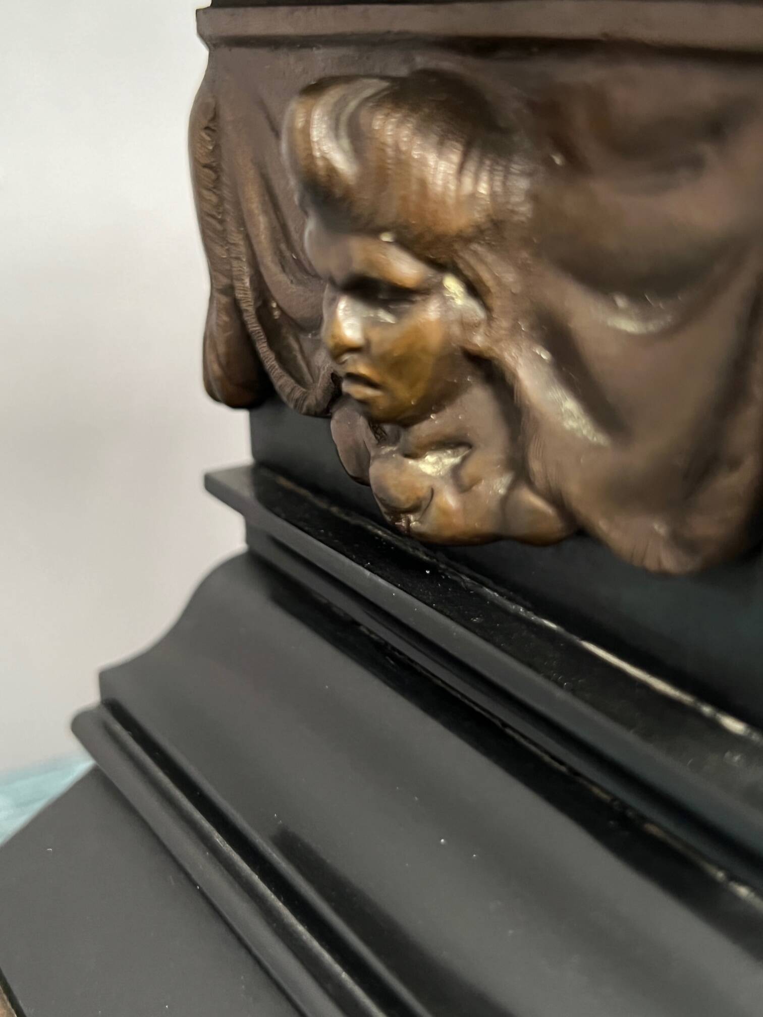 Pair of large Renaissance-style candlesticks. Marble. Solid bronze.