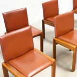 Set of six leather Italian dining chairs