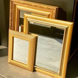 Wooden mirror, smooth and gilded