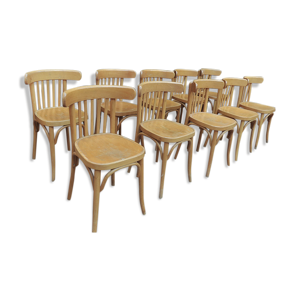 Lot de 6 anciennes chaises bistrot en hêtre courbé des années 1950