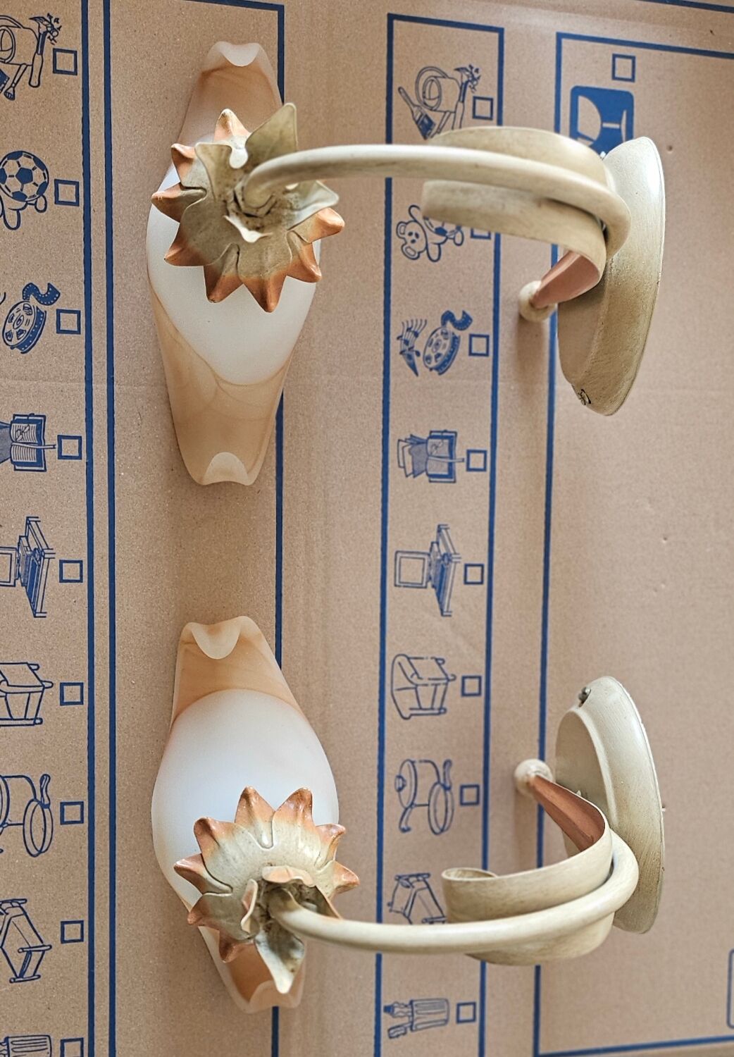 Pair of glass paste wall lights