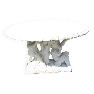Stone table, sculptured stone garden table