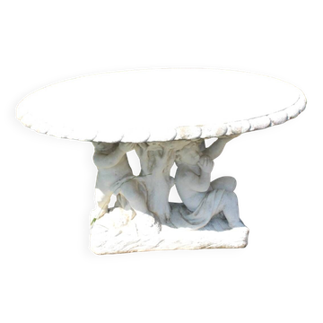 Table en pierre, table de jardin en pierre sculpture