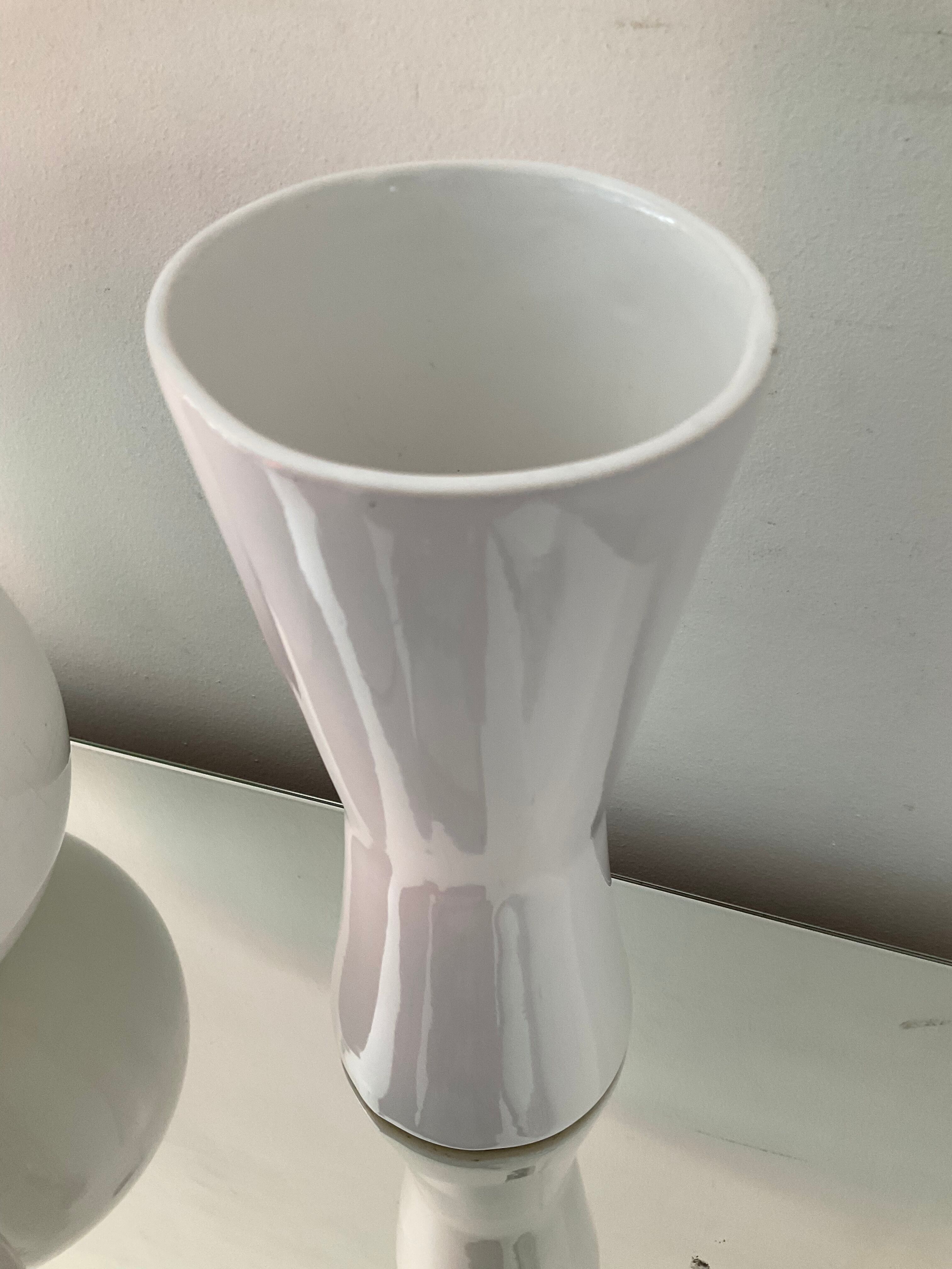 Trio of vintage ceramic vases white 60s-70s
