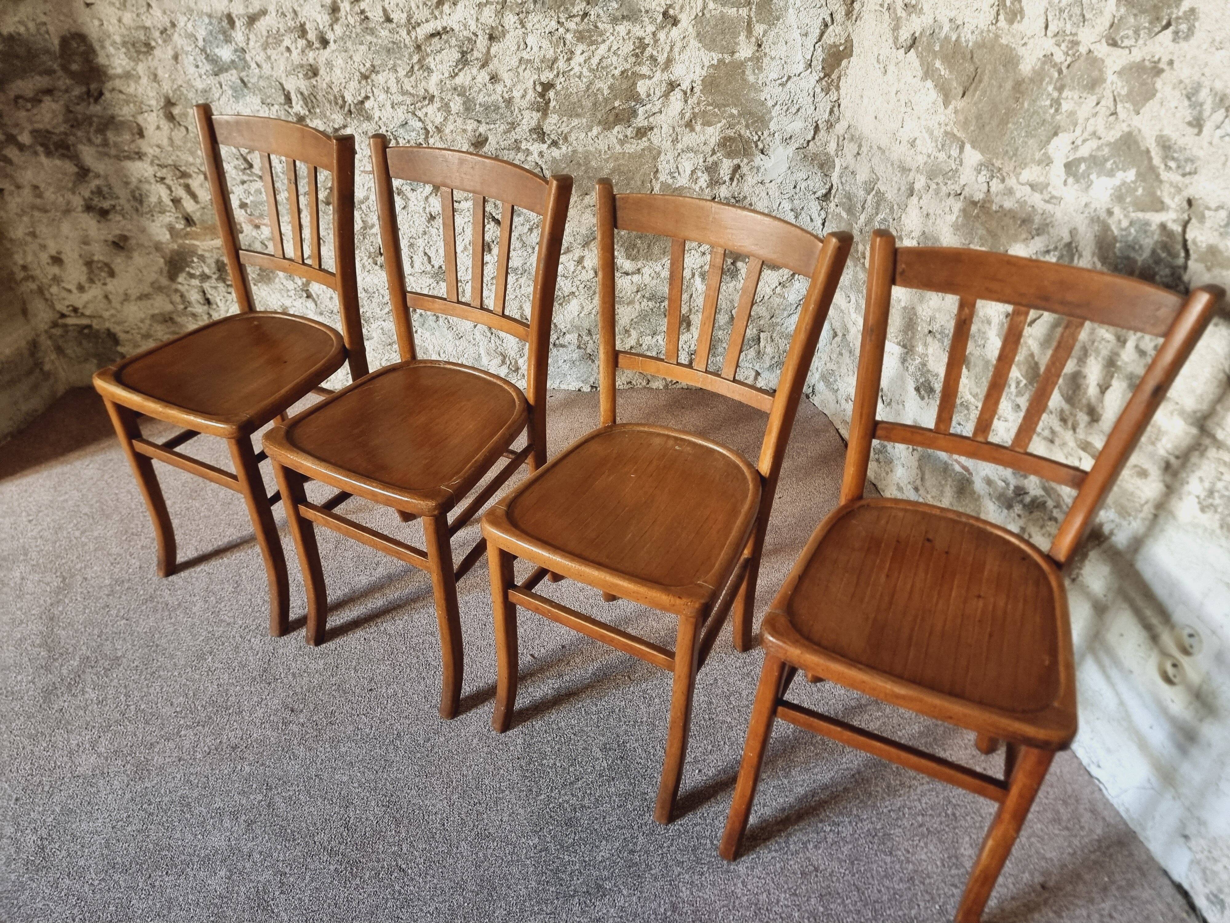 Set of 4 vintage Luterma beech bistro chairs – 1950s