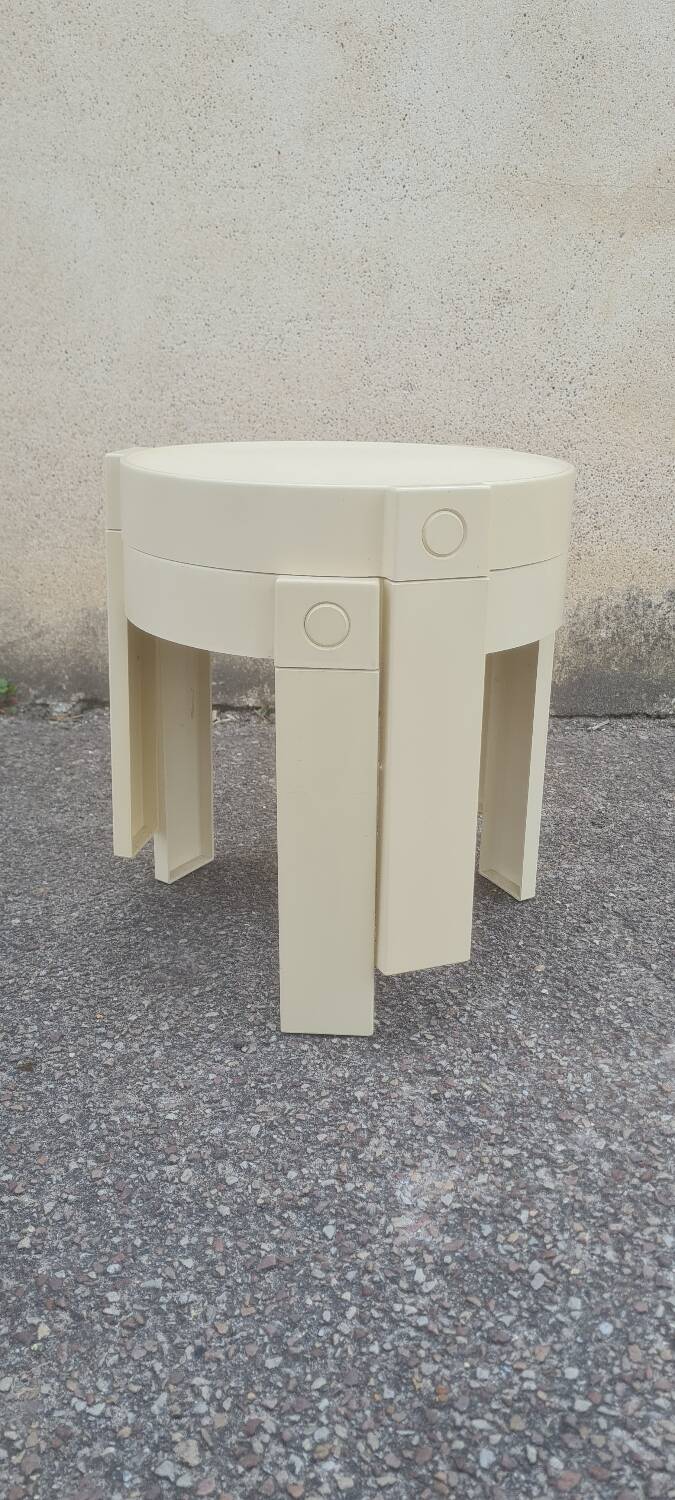 Pair of white plastic bedside tables design Made in Holland space age 1970
