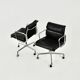 Black leather chairs with soft padding by Charles & Ray Eames for ICF, 1970s, set of 2