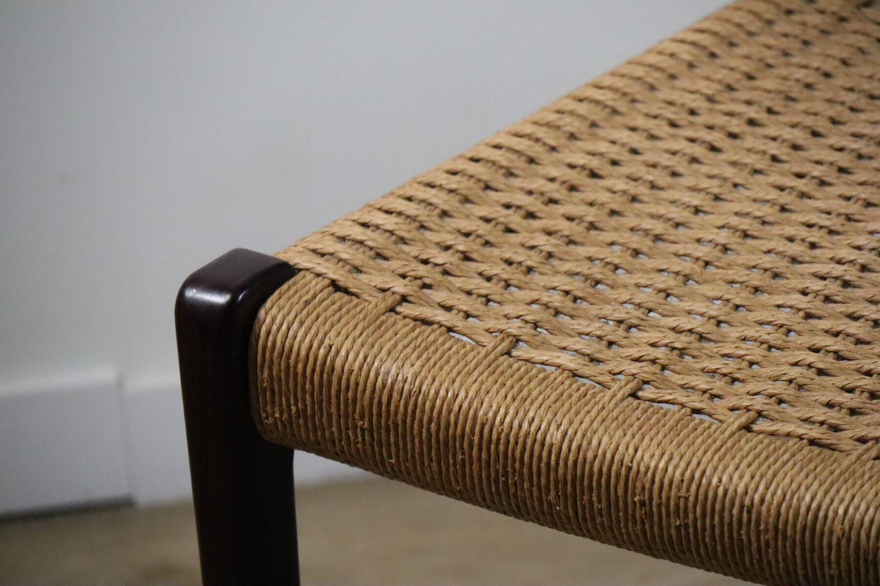 Scandinavian chair model 71 by Niels Otto Moller in teak and rope