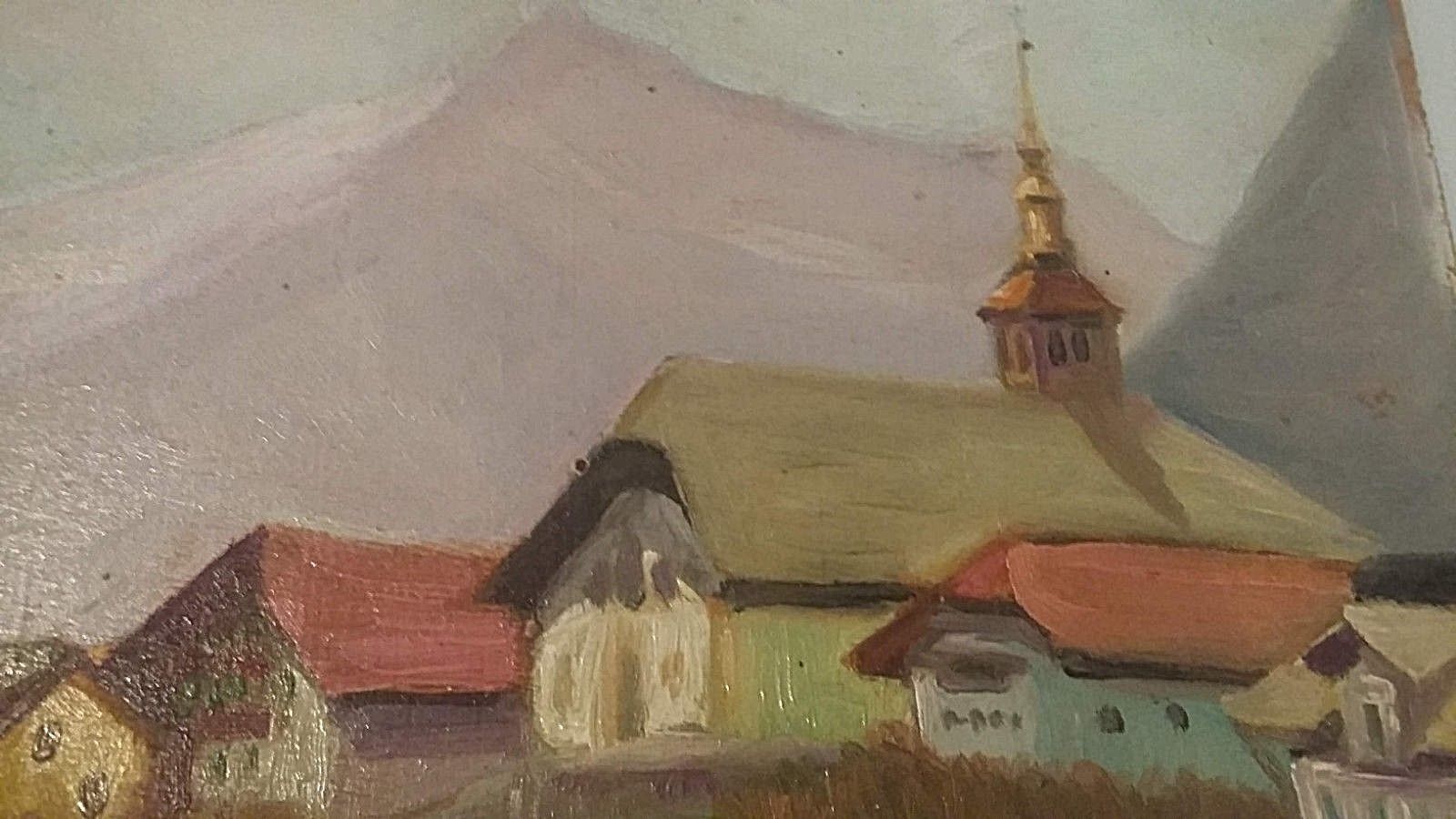 Oil paintings oil on Panel mountain landscape