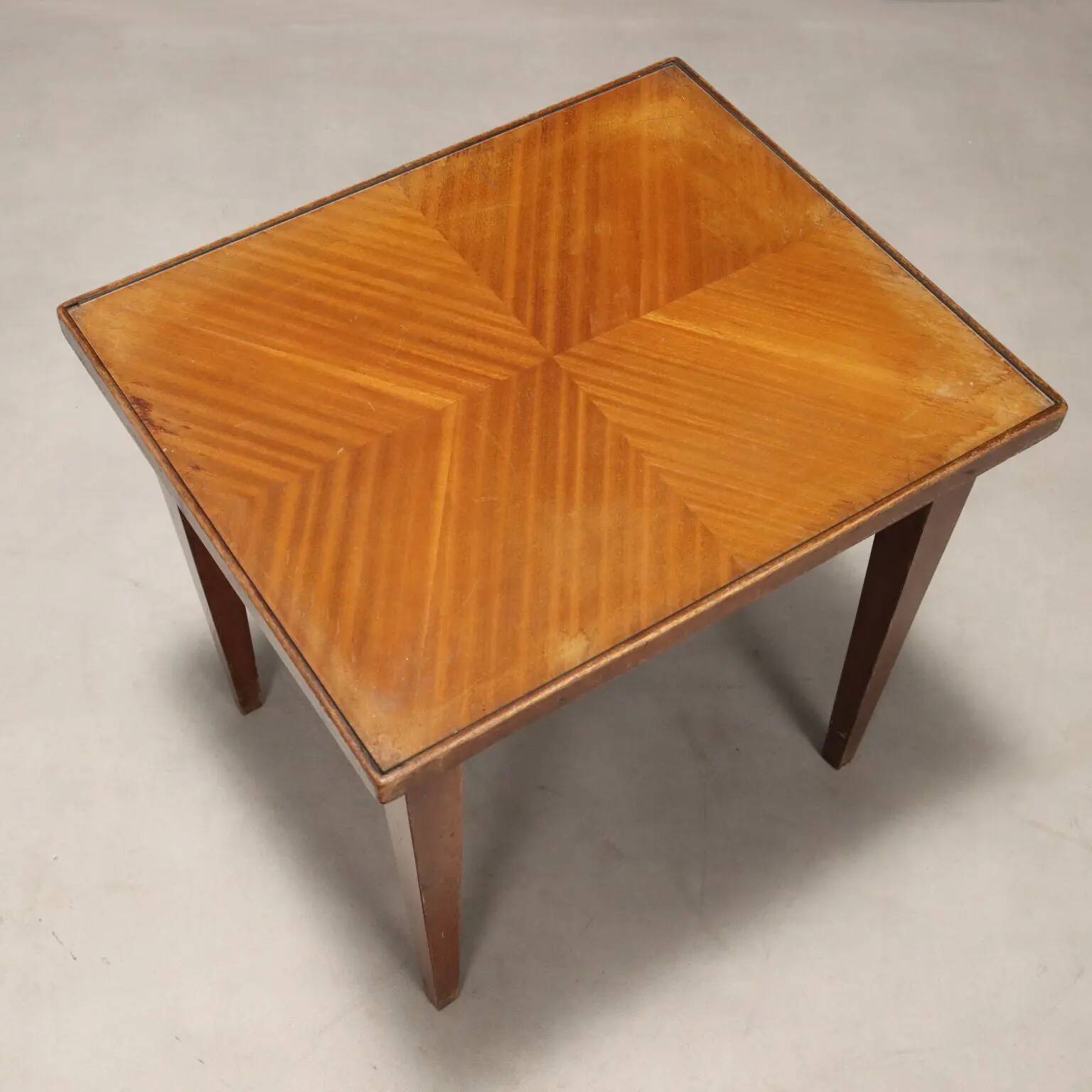 Vintage coffee table in painted beech and mahogany, design, Italy, 1950s.