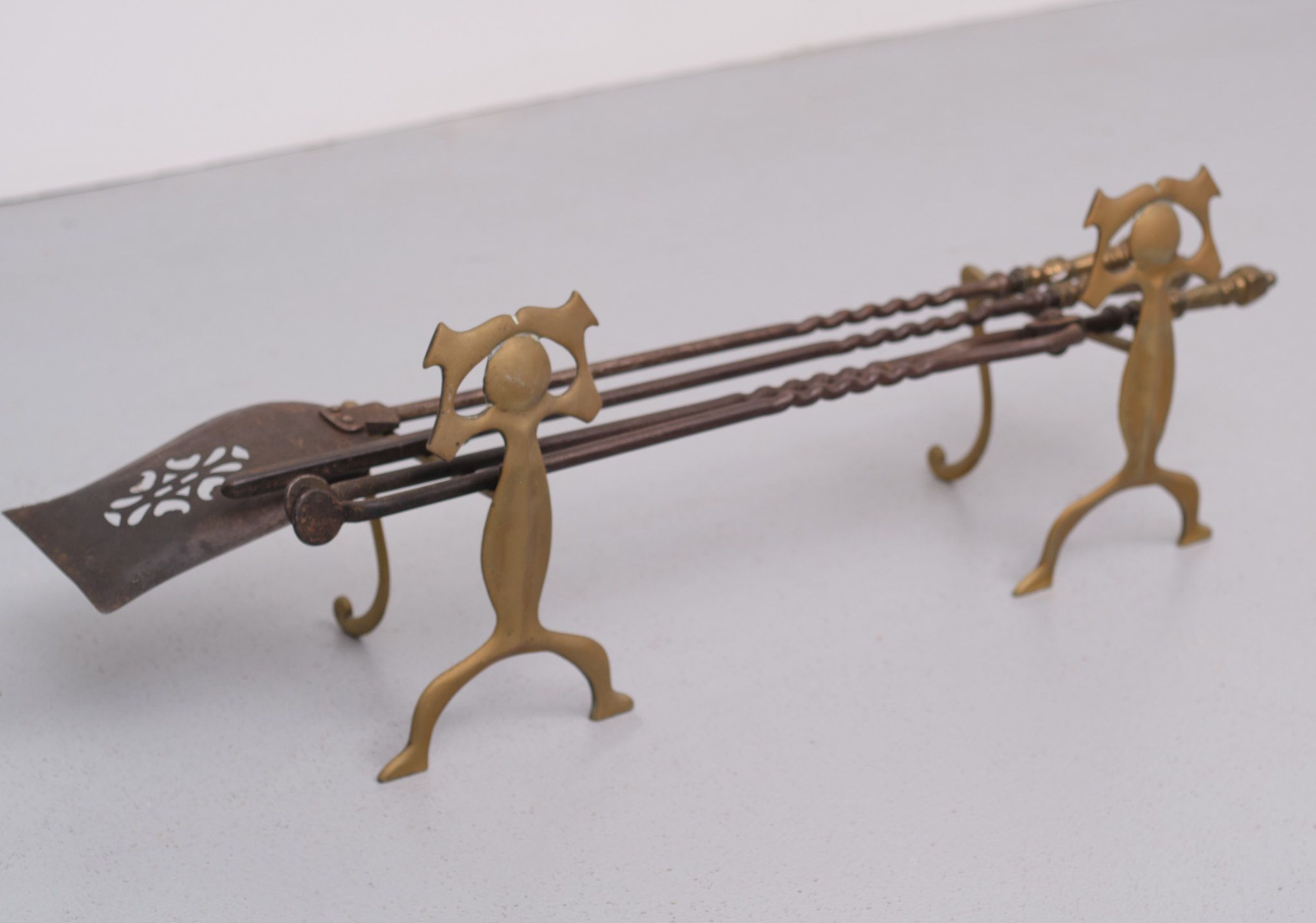 19 Century, Brass Fire Place Tools, Dutch