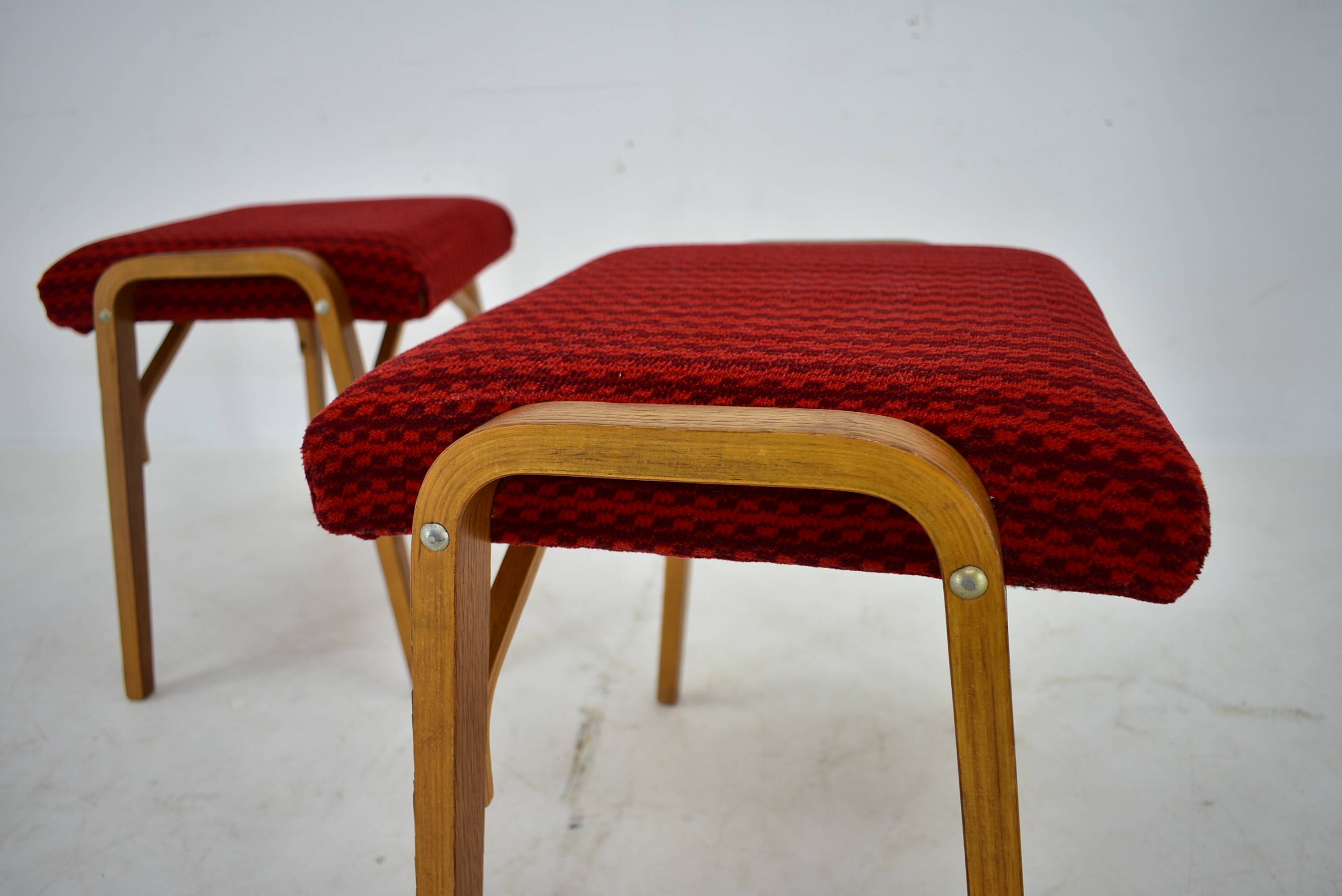1960s Ludvik Volak beech stools by Drevopodnik Holesov, Czechoslovakia