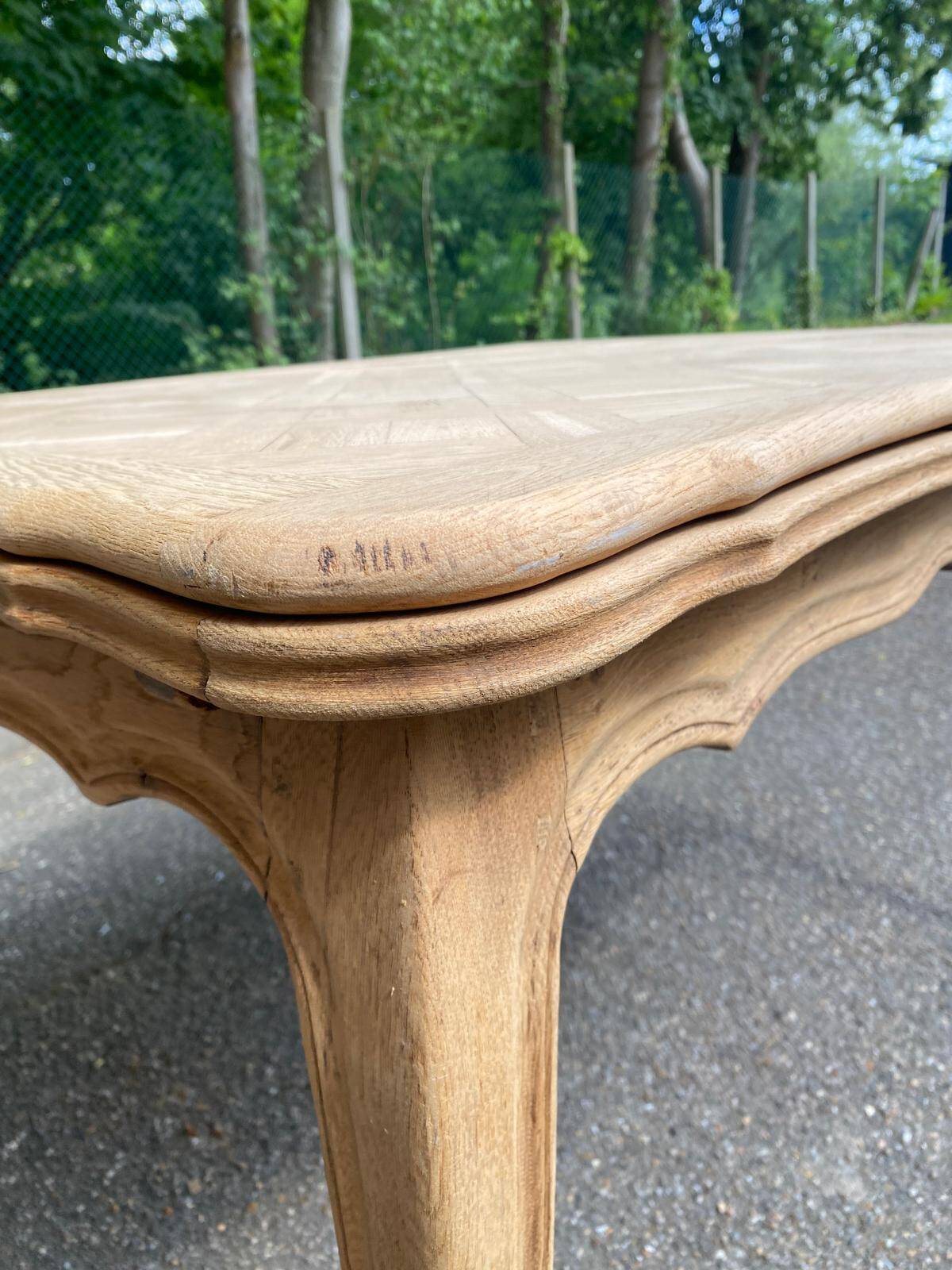 Renovated Louis XV extendable dining table in solid oak 120-200cm