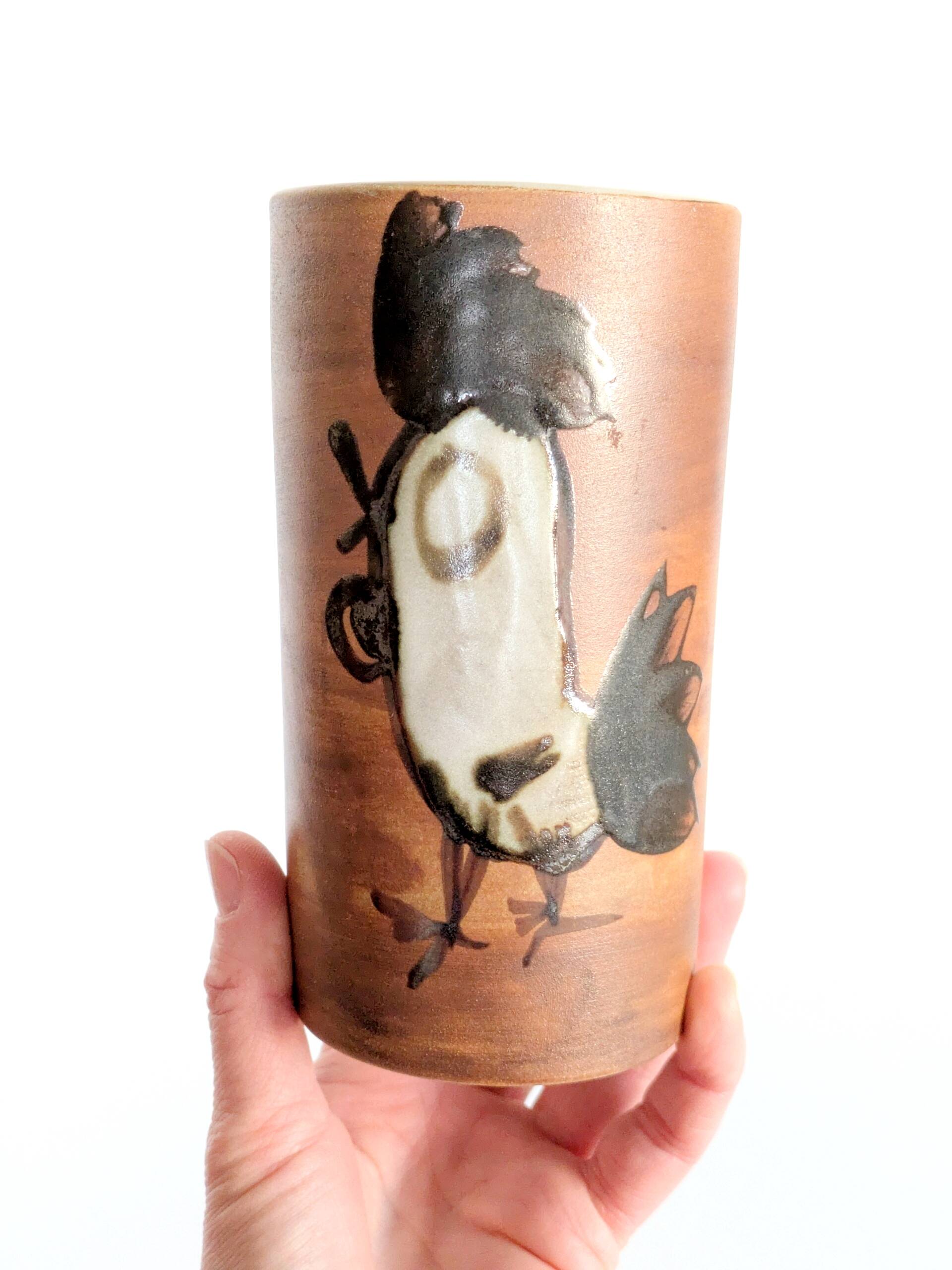 Set of 4 ceramic pieces by Madeleine Brault, Pottery of the Dove