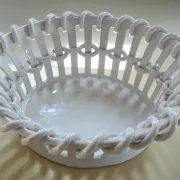 Woven white earthenware basket – attributed to Émile Tessier, Malicorne