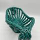 Vintage fruit basket in green enamelled woven earthenware