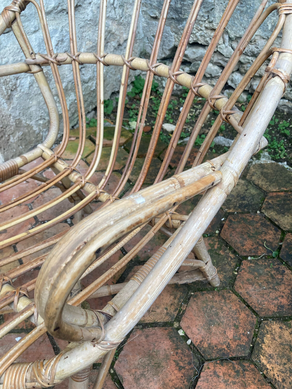 Pair of vintage rattan armchairs