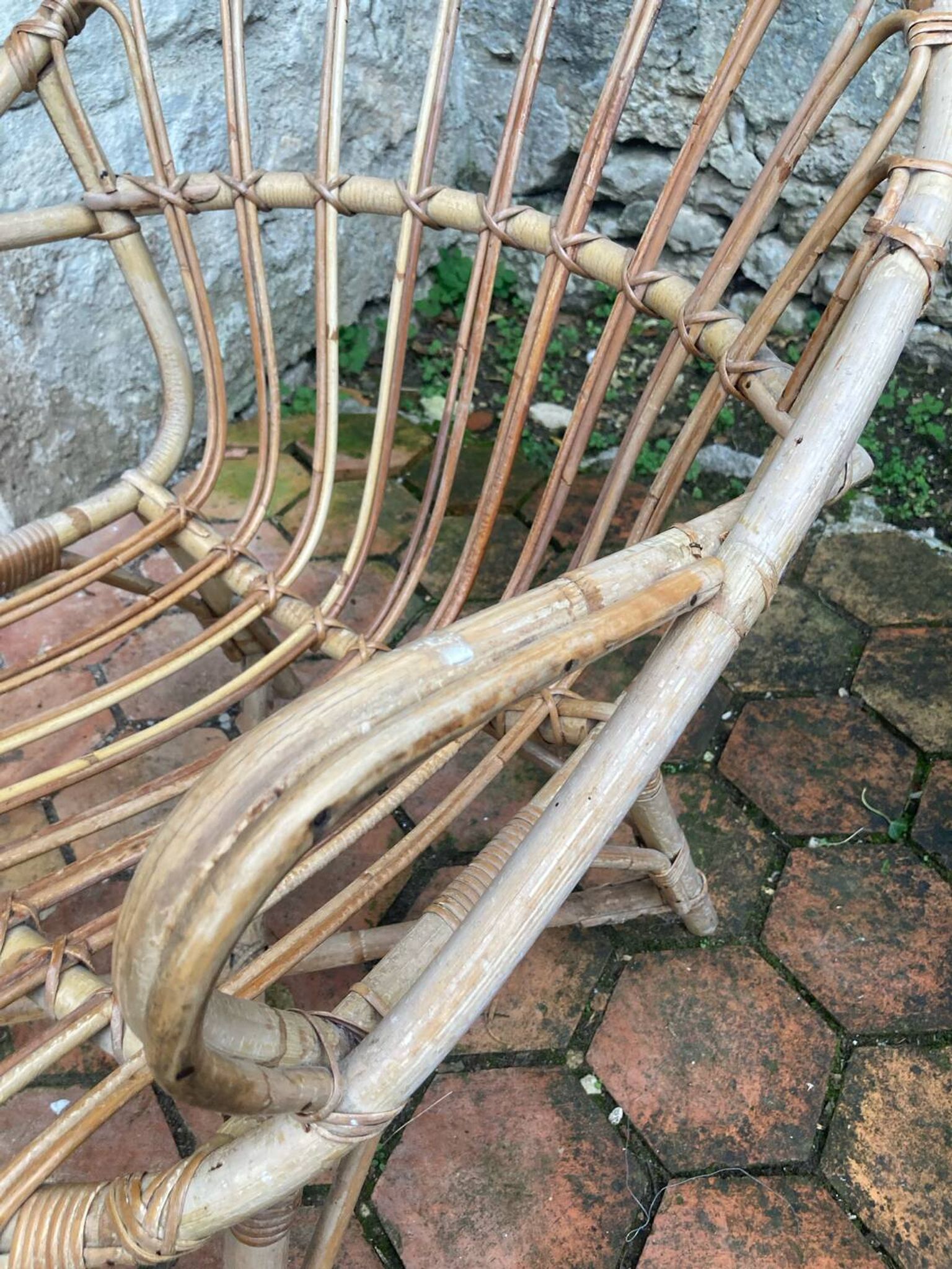 Pair of vintage rattan armchairs