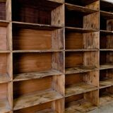 Factory locker cabinet, wood and green