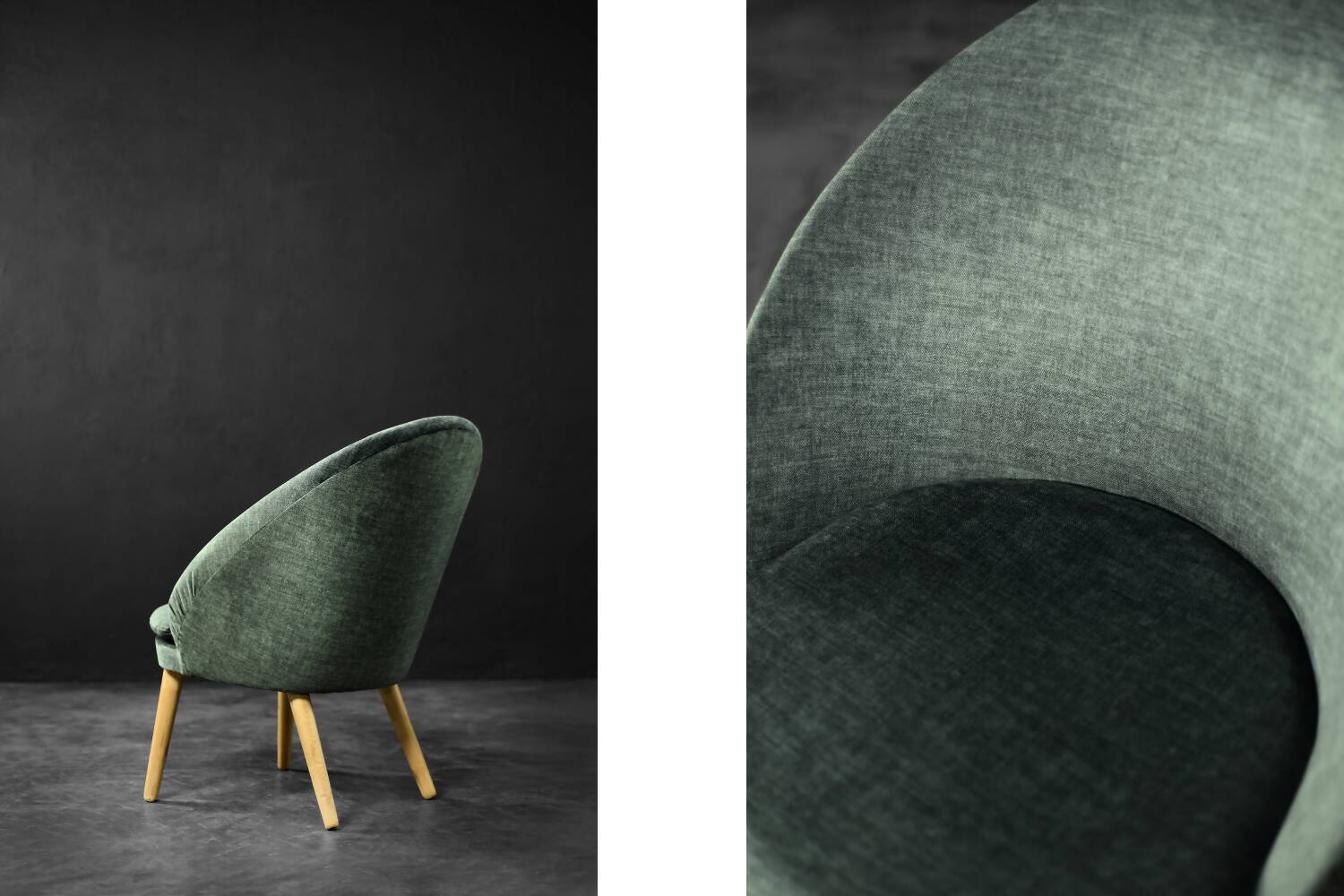 Danish armchair in beech and velvet by Ejvind A. Johansson for Godtfred H. Petersen, 1950-60.