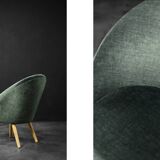 Danish armchair in beech and velvet by Ejvind A. Johansson for Godtfred H. Petersen, 1950-60.