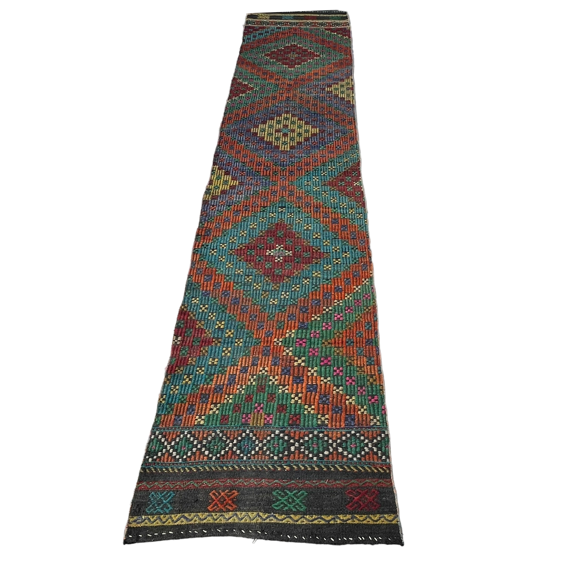 Tapis vintage turkish kilim runner 335 x 63 cm