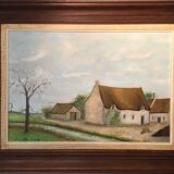 Tableau ancien, paysage de ferme signé Louis Dubois et daté 83