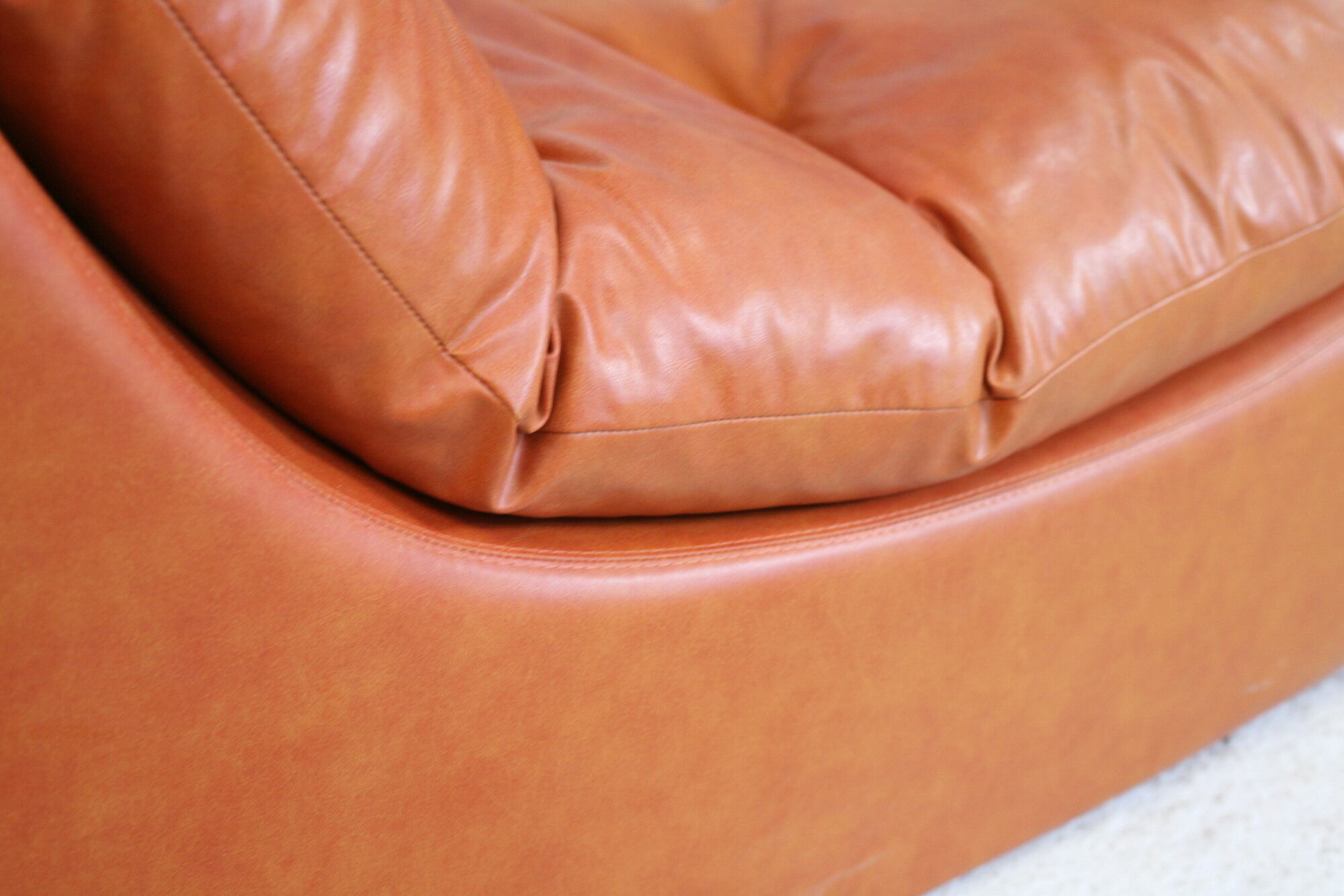 Flexible sofa, orange vinyl and foam, France, circa 1970
