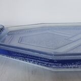 Art deco blue pressed glass tray