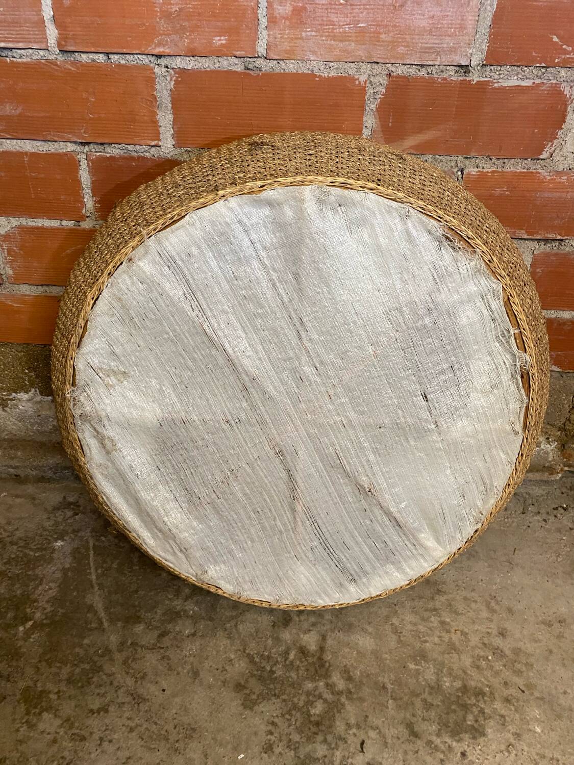 Vintage 1970s braided rope coffee table