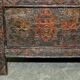 Antique polychrome Tibetan altar cabinet with deer and flowers.