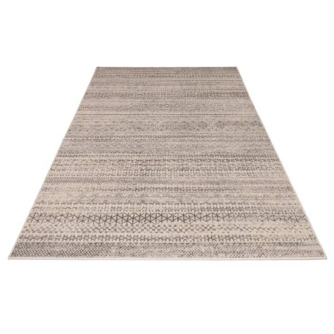Beige wool ethnic rug