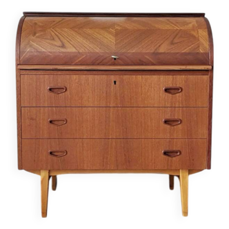 Bureau secrétaire à cylindre teck midcentury