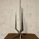 Brutalist candlestick in struck steel