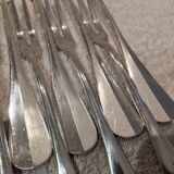 9 silver-plated snail forks by silversmith J Brille, 15.9 cm