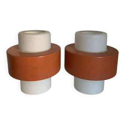 Paire suspension vintage 1960 Louis Kalff ''Lierre'' Philips carotte - 22 cm