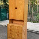 Scandinavian wardrobe with 2 sections in oak from the 1970s.