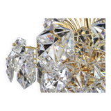 Chandelier in gilded brass and crystal glass by Kinkeldey, Germany, 1970s.