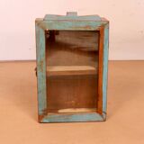 Burmese teak wall display case with original polychrome patina