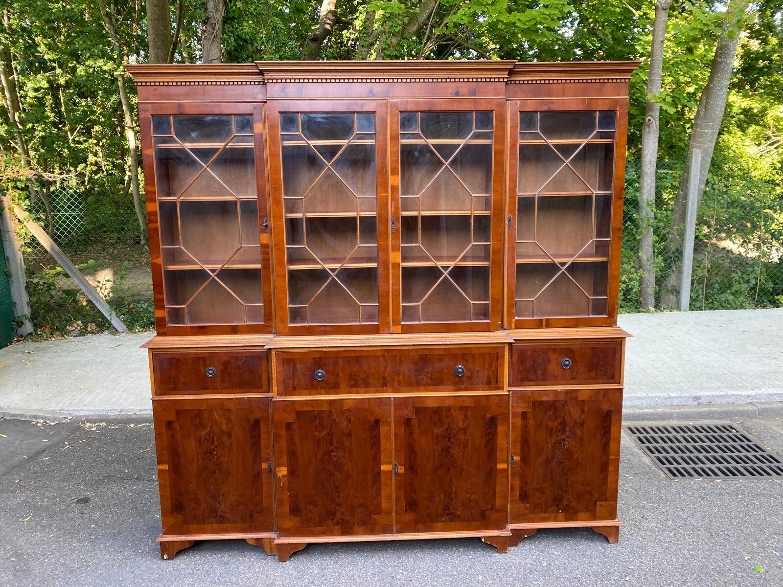 Grand Meuble Bibliothèque / Secrétaire d'Angleterre Style Regency — Bois No