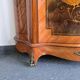 Curved support furniture in floral marquetry – Louis XV style, marble top, late 19th century.