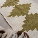 Tapis argentin 100% laine vert olive