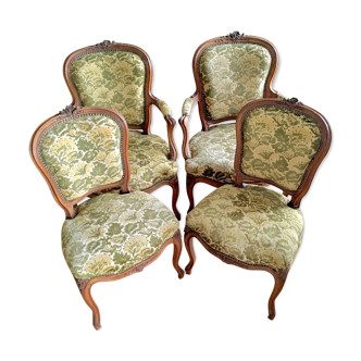 Set of two chairs and two Louis XV-style chairs