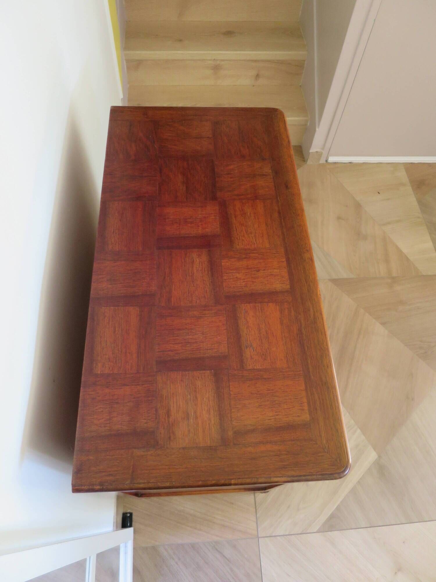 Art Deco chest of drawers - 4 drawers - locks - checkered wood veneer top - 50s