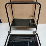 Vintage rolling table, Bar serving trolley on wheels, Removable tray