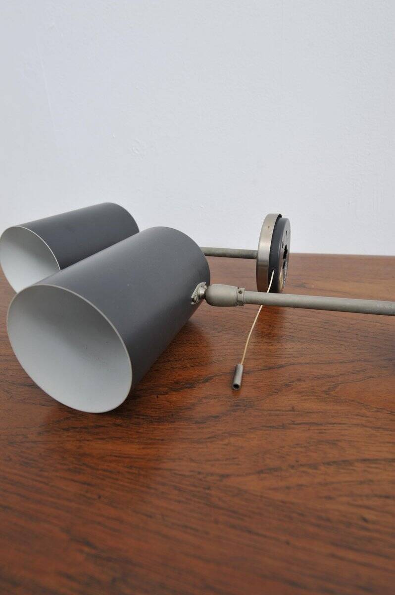 Set of 2x Black wall lamps by Kaiser Idell / Kaiser Leuchten, 1960s