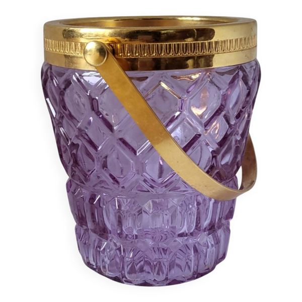Bac à glaçons vintage violet – Verre & monture dorée