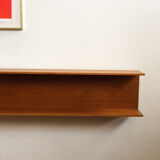 Wooden open wall shelf, 200cm, designed by Walter Wirz for Wilhelm Renz, Germany