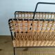 Iron and Rattan Magazine Rack - 1960s - Vintage